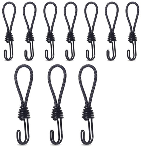 Armastuse 10 tenditori premium per teloni con ganci,tenditori in gomma per striscioni, poster, tende, teloni, padiglioni,tenditori per tende da campeggio (nero)