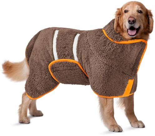 Bienbee Hundebademantel, schnell trocknend, super saugfähig, für nach dem Baden, warmes Handtuch, Hundebadzubehör, Braun, Größe XL