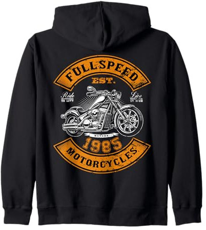 Vintage 1985 Birthday Man Biker Motorcycle Chopper Zip Hoodie
