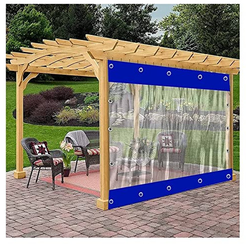 DGAMHF Tenda trasparente impermeabile per esterni, con occhielli, in PVC, 0,5 mm, resistente, resistente alle intemperie, per gazebo, portico anteriore, pergola (7 x 2,2 m)