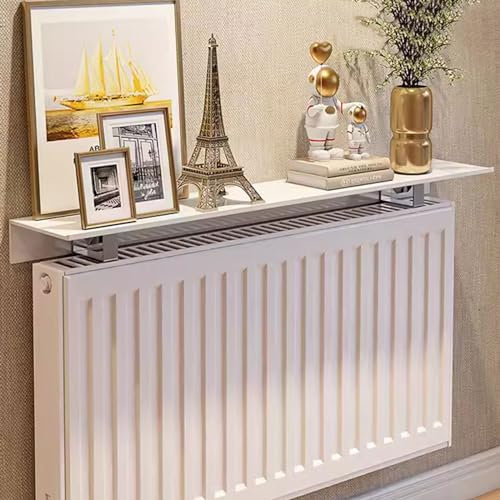 Weißes Heizkörperregal ohne Bohren, verstellbare Länge (35 - 80 cm), staubdichte Abdeckung für Zuhause, Büro, Küche, Schlafzimmer, Wohnzimmer, personalisieren Sie Ihren Raum (40 cm)