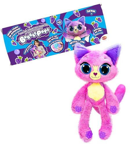 Bizak Bubble Pops, Peluches Mágicos Que multiplican su tamaño x5, Proceso emocionante y Olor a Chicle, 12 Diferentes Animales con Aroma y patitas Stem, Gatito UVA, (64492004-5)