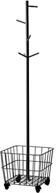 Porte-manteaux Porte-manteaux Porte-manteaux Porte-manteaux sur pied Porte-manteaux en métal Couloir Pôle unique Étagère à manteaux verticale Poulie Cintre en fer forgé et panier de rangement pour vê