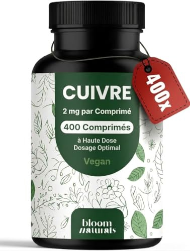 Kupfer hochdosiert – 400 Tabletten – 2 mg pro Tag | Aus Kupferbisglycinat, Copper – vegan, produziert in Deutschland, laborgeprüft