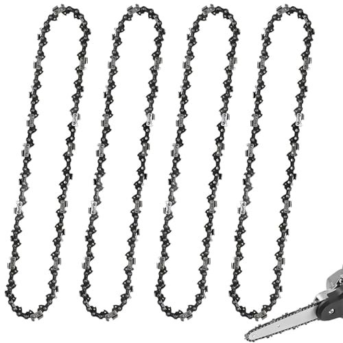 Ersatzkette, 4 Stück 25 CM Sägekette mit 40 Treibglieder, 1,1 mm Stärke für 10 Zoll Schwert, Ersatzkette Kompatibel mit Makita DUC254Z, Einhell-GE-LC 18/25 Li, Oregon und Mehr