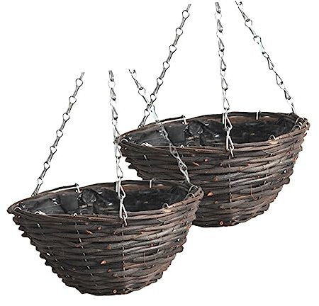Didiseaon 2pièces Panier Suspendu Rotin Pot De Fleur Artisanat Rattan pour Décoration Intérieure Et Extérieure pour Balcon Fenêtres Et Porches