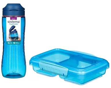 Sistema Lunchbox 350ml Small Split – Blue + Trinkflasche 800ml Tritan Active Ocean Blue | BPA-frei Set