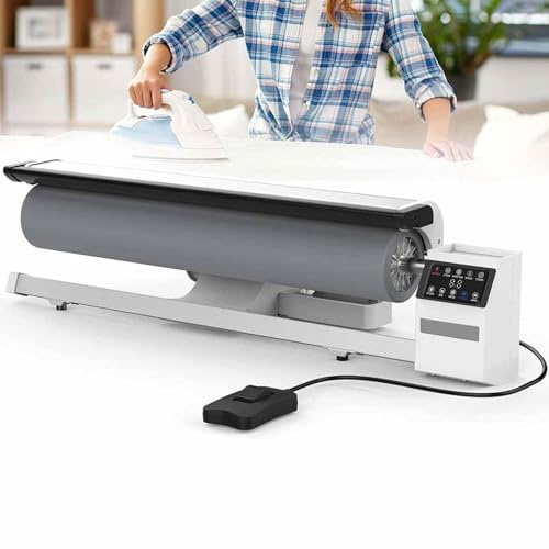 Máquina de planchar con rodillo comercial, prensa de vapor rotativa profesional de 36 pulgadas con pedal de pie, vapor continuo de 2950 W para ropa de cama y sábanas de hotel