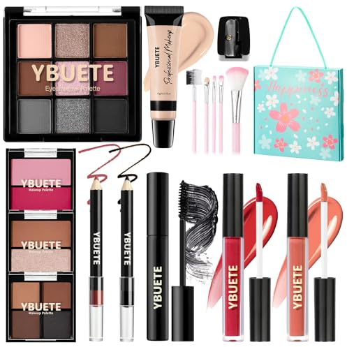 YBUETE Makeup Kit for Teens Girls Women, Travel Portable Makeup Present Set for Beginners and Professionals, Cosmetic Bundle Include Foundation Eyeshadow Palette Lipstick Eyeliner Mascara