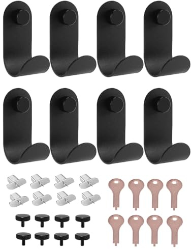 Haliya 8er Haken Akustikpaneele ohne Bohren – Metall, Belastbar (5-10kg) | Metall Kleiderhaken Akustikpaneele, Rostfrei & Langlebig, ohne Bohren, Garderobenhaken Schwarz, einfache Montage