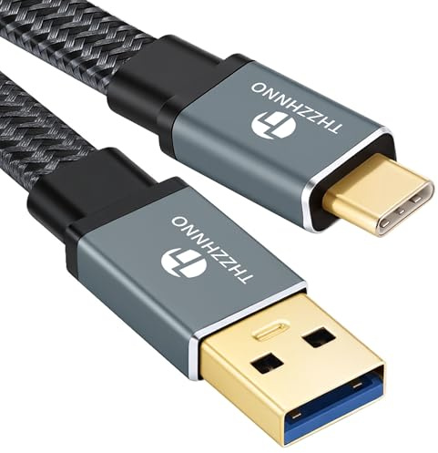 Thzzhnno USB A to USB C Flat Cable 0.5M, USB 3.0 to 3.1 Gen2 10Gbps Type C Data Transfer Cord for Desktop PCs/Smartphones/Pad Pro