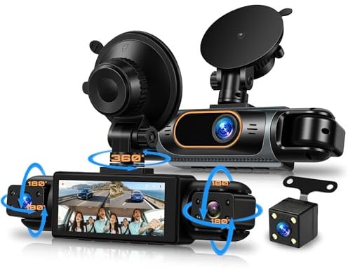 Rimoody 1080P 4 Kanal 360° Dashcam Auto, mit 4 Kamera FHD 1080P Vorne und Hinten Links Rechts, 3.16 Zoll Dash Kamera Autokamera mit IR Nachtsicht/Loop-Aufnahme/24/7 Parküberwachung/Einparkhilfe