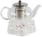 GOLDBEARUK Clear Glass Teapot Stainless Steel Infuser Set with Tealight Warmer