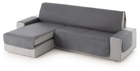 Textil-home Adele Chaise Longue Sofa Bezug, Schutz für Linke Arm Gesteppte Sofas. Größe -240cm. Farbe Grau (Vorderansicht)