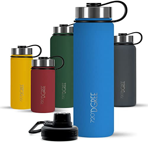 720°DGREE Borraccia Termica 1,2 Litri noLimit - Bottiglia Acqua Termiche in Acciaio Inox - Senza BPA - Borracce Perfetto per Bevande Calde, Fredde, università, Ufficio, all'aperto +2 Coperchi