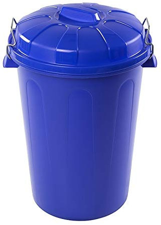 Plastiforte Cubo de Basura con Tapa 100 litros basurero Azul Asas de presión