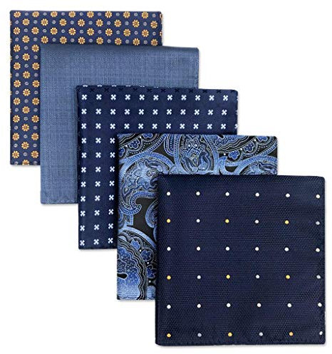 Shlax&Wing Set di 5 fazzoletti da taschino quadrati da uomo assort