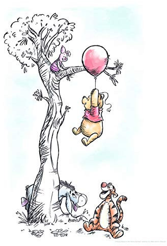 Disney Wandbild von Komar | Winnie Pooh Hang on | Kinderzimmer, Babyzimmer, Dekoration, Kunstdruck | Größe 30x40cm (Breite x Höhe) | ohne Rahmen | WB059-30x40, Bunt