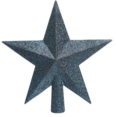 Kaemingk Christbaumspitze Stern Kunststoff Glitzer 19cm Weihnachtsspitze Tannenbaumspitze Dark Blue
