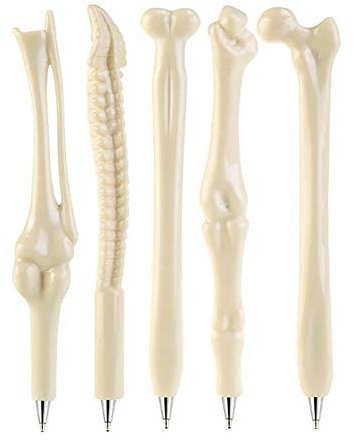 5Pcs Neuheit Knochenform Kugelschreiber Neuheit Finger Schädel-Knochen-Kugelschreiber mit schwarzer Tinte Schreibwaren Bürobedarf für Schüler Ärzte Krankenschwestern Medics Geschenk