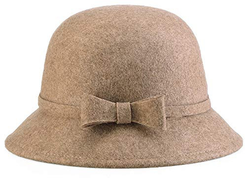 DongBao Damen 1920er Jahre Vintage Wolle Filz Cloche Eimer Melone Derby Church Hüte für Frauen
