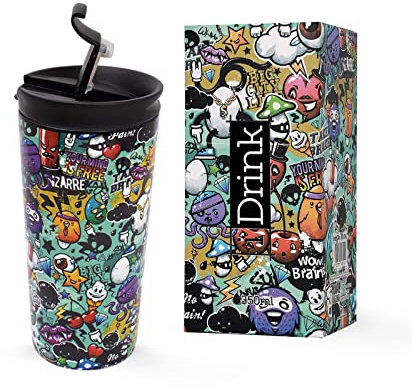 I-Drink - Taza térmica de acero de doble pared 350 ml decorada (Graffiti)