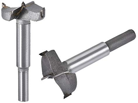 sourcing map Forstner Madera Taladro 35mm 38mm Dia. Orificio Sierra Carburo Aleación Acero Punta Redondo Mango Corte para Bisagra Madera Contrachapada Madera Herramienta 2en1 Juego