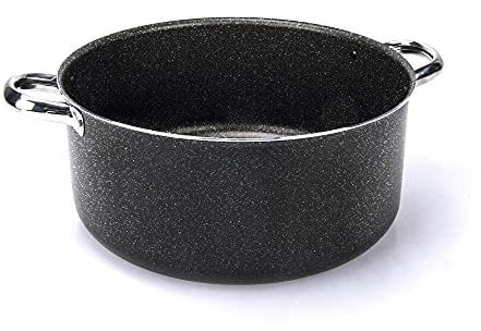 Moneta Etnea Pro - Cazuela con 2 asas de 28 cm, efecto piedra, asas de acero inoxidable, fabricado en Italia