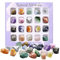 DERCLIVE - Juego de 20 Piezas de Roca y Mineral, colección geología, Cristales de educación de minerales Naturales (20)