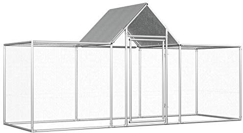 YITHOPI Outdoor Hühnerkäfig Hühnerstall Mit Wasserfesten Dach Hühnerhaus Freigehege Gefügelstall Voliere Hühnerstall Kleintierstall Gehege 3x1x1,5 m Verzinkter Stahl
