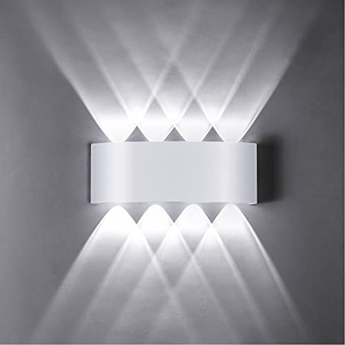 ZIKEY Applique Murale LED 8W, Lumière Blanc Froid 6000K, Applique Murale étanche IP65, Lumière LED moderne en aluminium, Disponible à l'intérieur et à l'extérieur