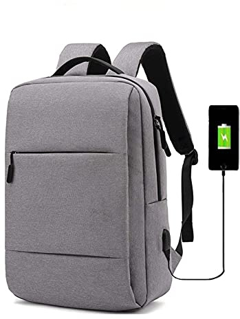 LIYGHFRTIO 15.6 Inch Laptop Backpack, Game Work Study Travel Daypack Water Resistant Anti-Theft Bag with USB Charging Port for Women Men College School Student Gift(Color:gray)