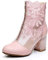 WAYERTY Stivaletti con Tacco Spesso in Pizzo Cavo, Sandali Leggeri Estivi alla Moda da Donna Dietro Stivaletti Corti con Cerniera Punta Tonda Stivali A metà Polpaccio in Pelle PU Scarpe,Rosa,38EU