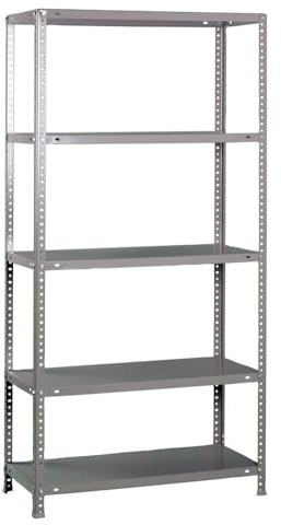 PROREGAL Panda Tall Schraubregal Metallregal Kellerregal Lagerregal 5 Ebenen Gesamt 500kg (200 x 100 x40 cm, Verzinkt)