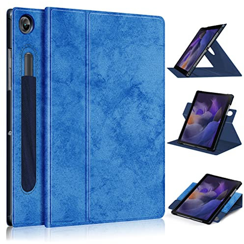 Xuanbeier Funda Giratoria Compatible con Samsung Galaxy Tab A8 10,5 SM-X200 X205 Tableta 2021 Carcasa con Portalápices y Auto-Sueño/Estela,Azul Oscuro