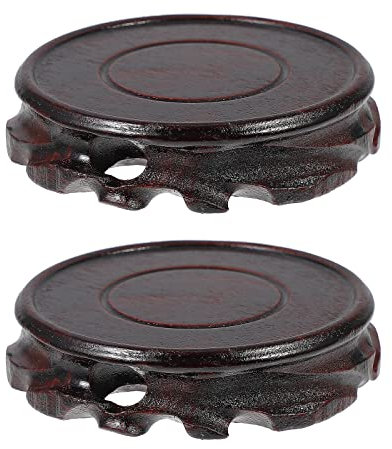 ULTECHNOVO Round Wood Display Base- 2pcs Oriental Furniture Wooden Display Stands Teapot Vase Base Non- Rotatable Stable Vase Display Stand