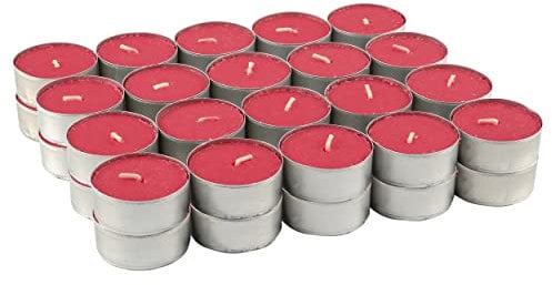 Pack de 40 Velas de Té Perfumadas, Duración de 4.5 Horas, Ideales para Aromaterapia, Decoración y Relax (Aroma de Frutos Rojos)