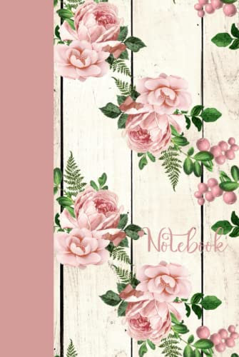Notebook: Vintage Rose Floral Block Hardcover