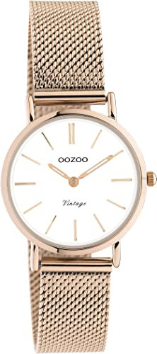 Oozoo Vintage Damen Uhr - Armbanduhr Damen mit 14mm Mesh Armband - Analog Damenuhr in rund C20233