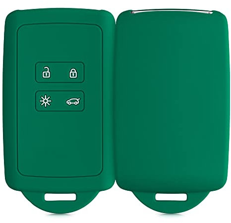 kwmobile Autoschlüssel Hülle kompatibel mit Renault 4-Tasten Smartkey Autoschlüssel (nur Keyless Go) - Silikon Schutzhülle Schlüsselhülle Cover in Smaragdgrün