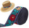 FINGERINSPIRE 4.6m 30mm Blaugrün Blätter Besticktes Jacquardband Gelb und Rot Blumen Gewebtes Band Baumwolle Vintage Jacquard Band Nähen Jacquard Ribbon für DIY Bastelbedarf Schleife Kleidung Zubehör