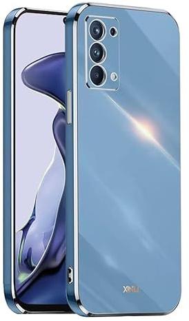 EASSGU Galvanisierter Rahmen Handyhülle für Oppo A54 5G / Oppo A74 5G (6.5 Inches), Weiche TPU Silikon Schutzhülle - Navy Blau