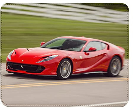 French Unicorn Tapis de Souris Aspect Cuir Voiture Italienne Supercar Luxe Sport Course Rouge Superfast - 22 x 18 cm