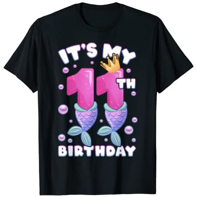 11. Geburtstag, Mädchen, Meerjungfrauenflosse, Nummer 11 T-Shirt