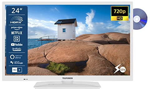 TELEFUNKEN XH24SN550MVD-W 24 Zoll Fernseher/Smart TV (HD Ready, HDR, Triple-Tuner, 12 Volt, DVD-Player) - 6 Monate HD+ inklusive [2023]