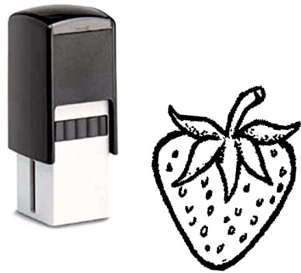 Bonuskartenstempel mit Motiv Erdbeere Obst - Obststand Stempel inkl. Stempelkissen für Bonuskarte Rabattkarte Kundenkarte 10 x 10 mm