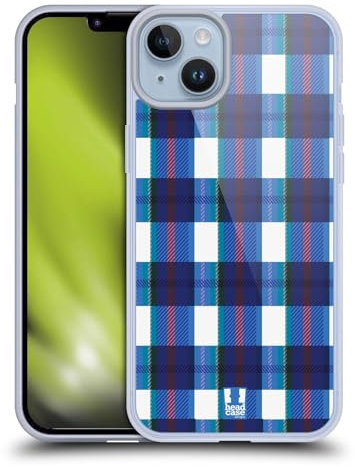 Head Case Designs Azul Y Blanco Viernes de Franela Caso de Gel Suave Compatible con Apple iPhone 14 Plus