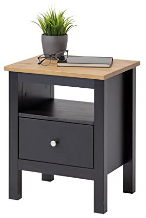 hagge home Skandinavisch Holz Beistelltisch Nachttisch Holztisch Wohnzimmertisch Schlafzimmertisch 45x37 cm Höhe 55 cm Schwarz Braun