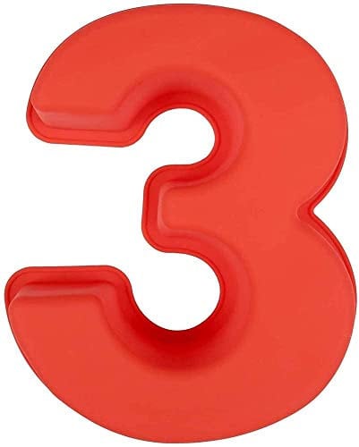 10 Inch Silicone Numbers Cake Molds, 3D Baking Silicone Mould, Large Number Cake Mold Set Numbers Cake Molds Silicone Baking Pans for Birthday and Wedding Anniversary (3)