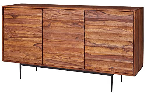 möbelando Sideboard WL5.635 Sheesham Massivholz 150x81x41 cm Landhaus Kommode | Design Anrichte Groß | Hoher Kommodenschrank mit 3 Türen Holz Massiv | Standschrank Wohnzimmer Modern